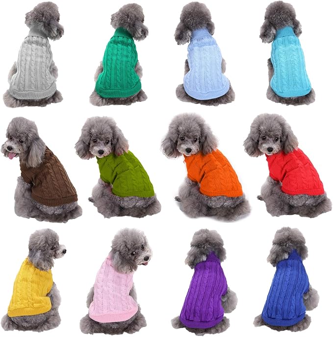 Dog Sweater for Small, Medium, Large Dogs - Warm Winter Classic Turtleneck Pet Clothes Coat for Puppy, Cat - Cute Christmas Sweater for Girls Boys