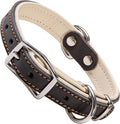 ADITYNA Heavy-Duty Black Leather Dog Collar for Small Dogs - Soft Padded for Comfort - Small Dog Collar for Walking, Training, and Hiking