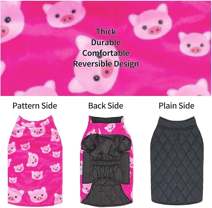 CuteBone Winter Dog Coat Waterproof Windproof Dog Jacket Reversible Dog Vest Thick Adjustable Dog Cold Weather Coats for Small Medium Large Dogs Soft Winter Coat with Leash Hole