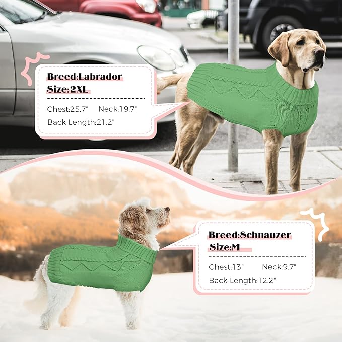 Dog Sweaters for Small Medium Large Dogs Girl, Soft Warm Turtleneck Pup Dogs Shirt, Double Knitting Collar for Outdoor Playing, Warm Dog Clothes