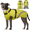 BRKURLEG Dog Winter Jackets for Medium Dogs, Dog Coat with Harness Built in, Dogs Snowsuits with Zipper, Waterproof Windproof Pet Puffer Jacket Fleece Vest for Pug, French Bulldog, Green M