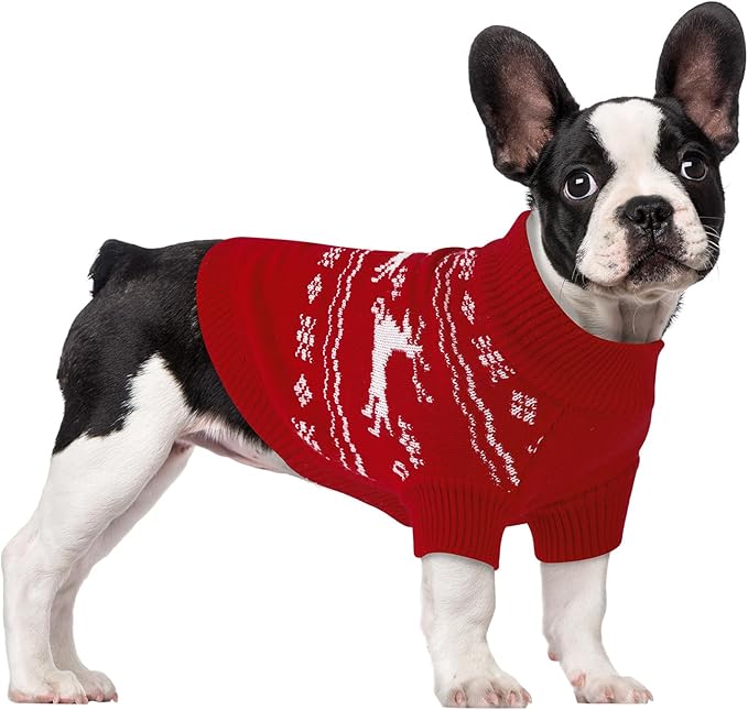 Christmas Dog Sweaters for Small Medium Large Dogs Classic Turtleneck Holiday Xmas Pet Clothes Cozy Stretchy Sweater for Chihuahua, Bulldog, Dachshund, Pug X-Large