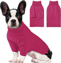 Small Dog Thermal Pullover Sweater, Classic Turtleneck Cable Knitwear Dog Clothes for Cold Weather Warm Pet Clothes for Chihuahua, Bulldog, Dachshund, Pug Hot Pink X-Large