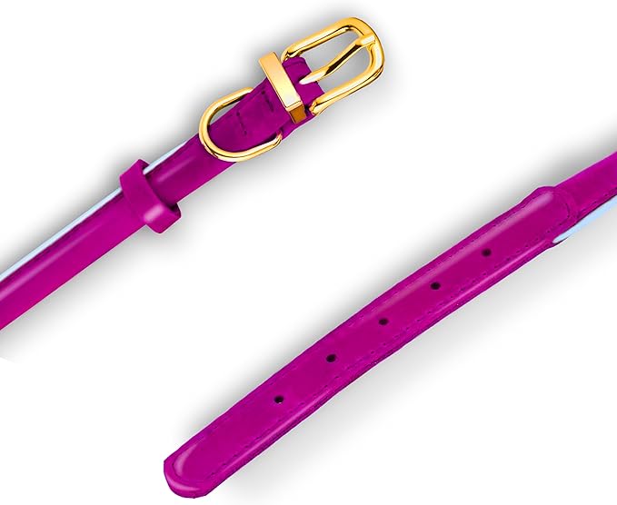 OOPSDOGGY Reflective Rolled Leather Dog Collar Adjustable Soft Padded Pet Collar for Small Medium Large Breed Dogs (Pink, XXL, 20"-24")