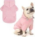 EXPAWLORER Textured Cable Knit Basic Dog Hoodie, Elevated Style Dog Sweater with Leash Hole and Pocket, Soft and Warm Pet Winter Coat, Cold Weather Clothes for Small Medium Large Dogs Cats,Pink XXL