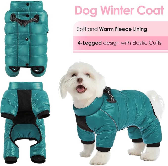 AOFITEE Dog Coat, Waterproof Dogs Jacket for Winter, Warm Fullbody Small Dog Snowsuit, Winter Coat for Small Dogs, Zip Up Pet Puffer Jacket Fleece Vest, Outdoor Reflective Pet Snow Jackets, XXL