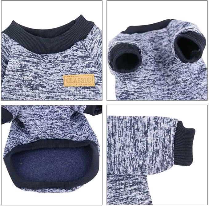 Idepet Pet Dog Classic Knitwear Sweater, Fleece Coat for Small,Medium Dog,Warm Pet Dog Cat Clothes,Soft Puppy Customes 2 Color (XXL, Navy)