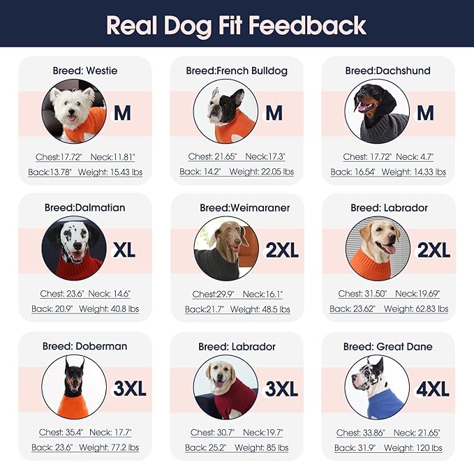 IECOii Dog Sweaters for Large Dogs - XXL, Warm Pullover Vest Knitted Dog Sweatshirt for Extra Large Dogs, Suitable for Golden Retriever, Pitbull - Orange, Size 2XL