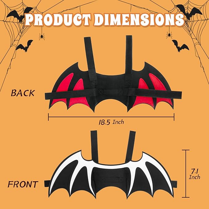 Byhoo Halloween Cat Bat Wings Costume-Sturdy Shape Without Collapsing, Essential for Halloween, Fits Kitten，Adult Cat & Small Dog