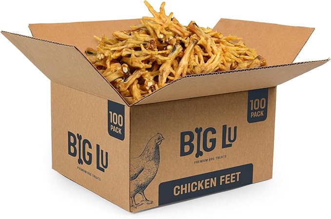 Big Lu – Nail-Free Chicken Feet Dog Chews, 100% Natural Single-Ingredient Treats, Rawhide-Free, Long-Lasting, Rich in Glucosamine and Chondroitin for Joint Health (100 Count)