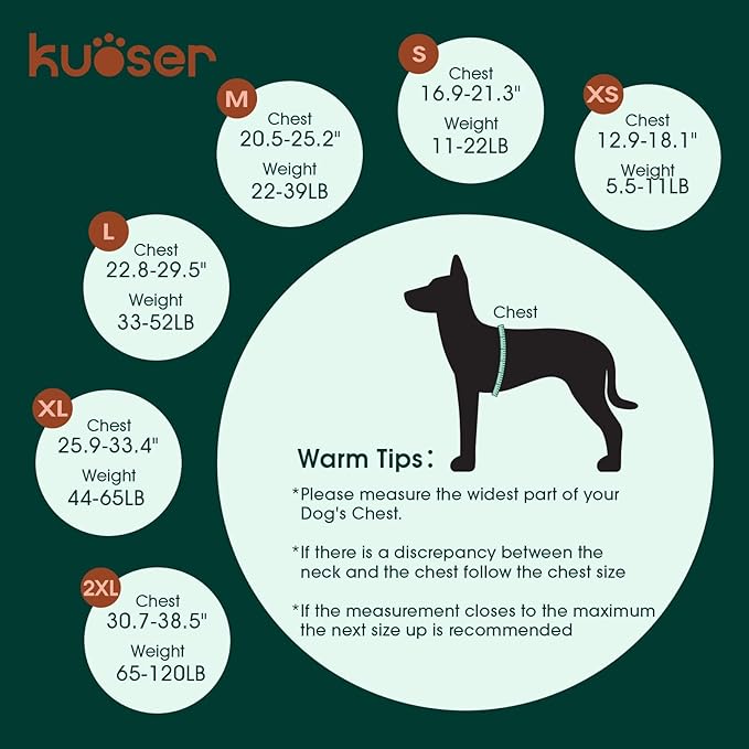 Kuoser Large Breed Dog Life Jacket, XXL Reflective Swim Vest for Boating, Green
