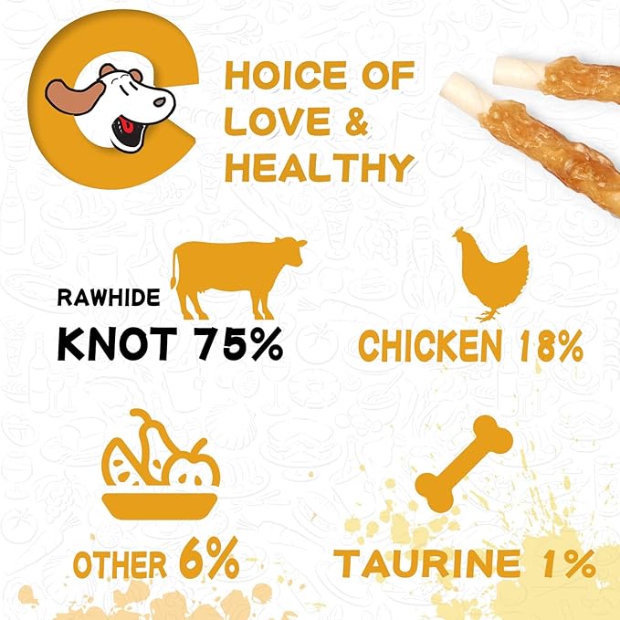PAWUP Dog Treats Chicken Wrapped Rawhide Sticks Long Lasting Dog Chews, Natural Snacks for Medium Large Dogs w/Taurine,12.5 oz