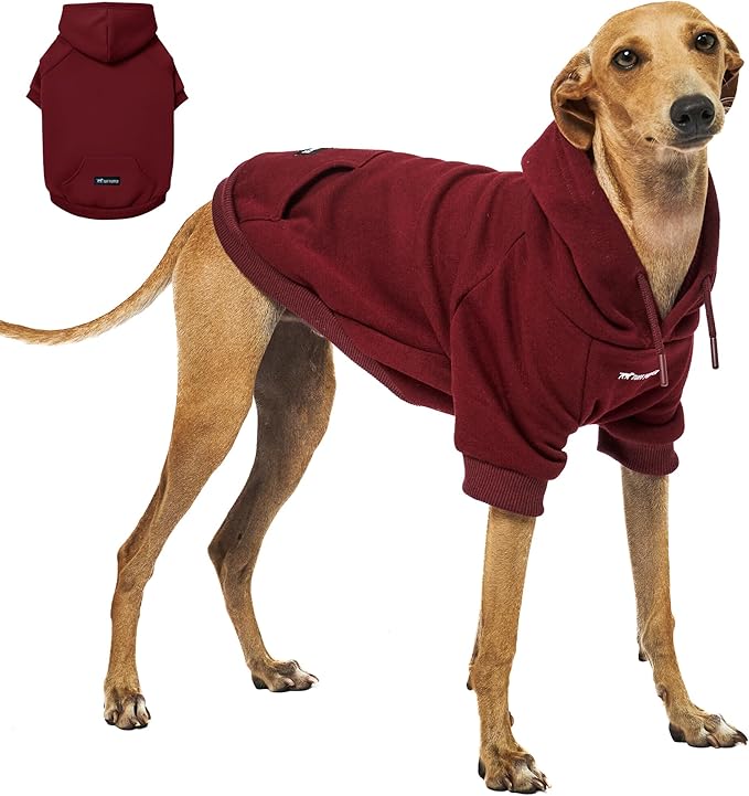 Tuff Pupper Dog Hoodie | Premium Quality 100% Organic Cotton | Ultra Soft Interior for Superior Comfort | Elastic Cuffs & Drawstring for Warmth | Stretch Fit Suitable for All Breeds (Red, XS)
