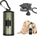 Metal Dog Poop Bag Holder Aluminum Dispenser for Leashes, Hiking & Travel, Lightweight Scratch-Resistant with 3 Attachments and 195 Bags (Olive Green, 1 Holder 15 Bags)