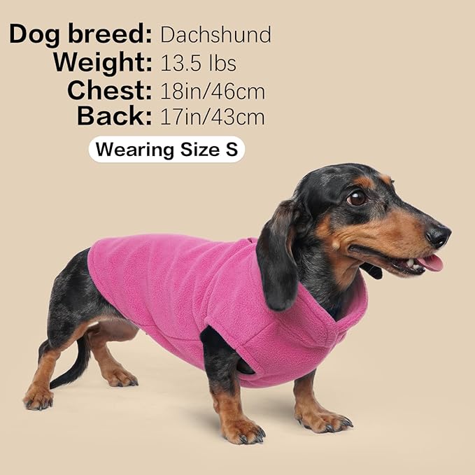 FUAMEY Dog Fleece Vest for Small Dogs,Warm Stretchy Dog Sweatshirts Pullover with Leash Hole Dogs Sweater Soft Pet Turtleneck Cozy Pet Vest Lightweight Sleeveless Pink S