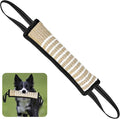 ToLanbbt Dog Tug Toy Bite Jute Pillow Pull Toy with 2 Strong Handles Perfect for Tug of War, Puppy Interactive Play, Tear Resistant Bite Training for Small Medium Large Dogs(Black-Line)