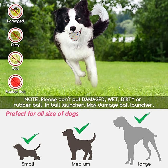 SOCO Automatic Ball Launcher for Dogs Large- 3 Distance Settings (40/60/80FT) w/Remote Control | 2.5" ETPU Tennis Balls | Indoor/Outdoor Dog Toy | 6 Balls & Quick Charge Included