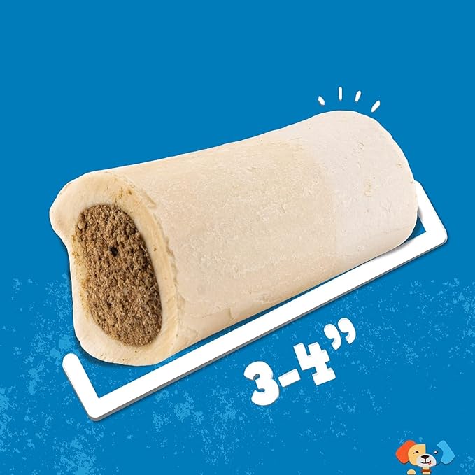 Jack&Pup 3-4" Filled Dog Bones for Small and Large Dogs, Flavored Dog Bone Long Lasting, Stuffed Shin Bones for Dogs, High Protein, Bully Stick Flavor - 1 Pack