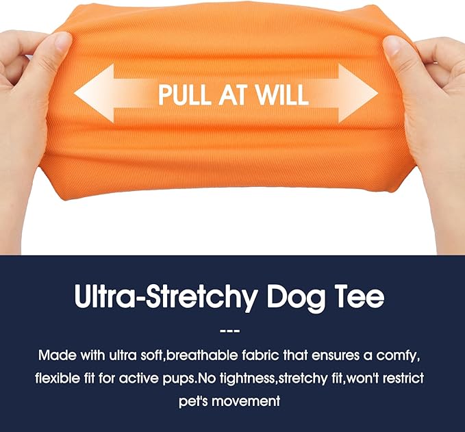 IECOii 2 Pack Dog T-Shirts,Stretchy & Comfortable Pet Summer Tank Top Clothes,Fade-Resistant, Easy to Put On – Machine Washable Tshirts for Medium Breeds Dogs,Orange+Stripes,XLarge