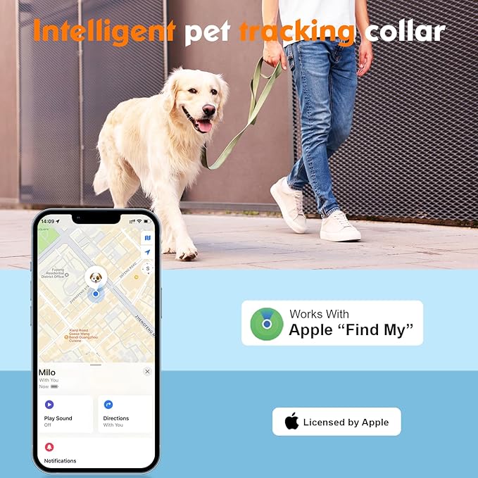 BONSO 2-in-1 GPS Tracker for Dogs: Smart Collar with Real-Time Location, No Monthly Fee, Unlimited Range (iOS Only) GPS Tracker Dog Collar- Ideal for Small, Medium Large Dogs(Tracker Included)