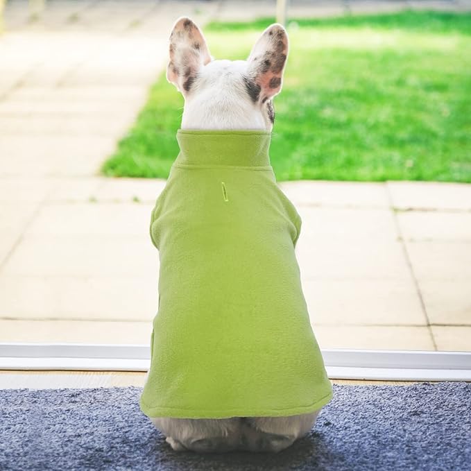 FUAMEY Dog Fleece Vest for Large Dogs,Warm Stretchy Dog Sweatshirts Pullover with Leash Hole Dogs Sweater Soft Pet Turtleneck Cozy Pet Vest Lightweight Sleeveless Green L