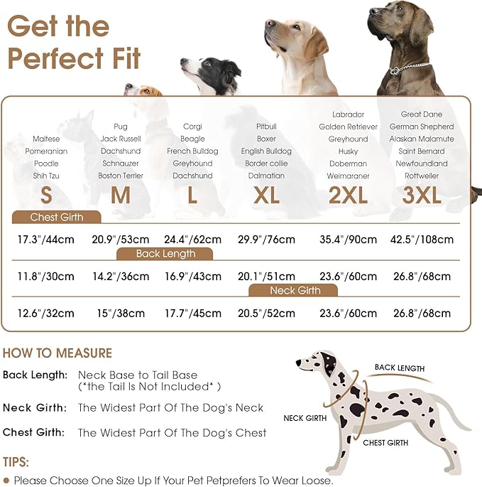 Queenmore Dog Winter Jacket, Dog Coats for Large Dogs, Warm Cozy Pet Jacket Winter with Harness Built in, Waterproof Pet Snow Jacket, Thick Fleece Lining Snowsuit for Large Dogs, Brown L