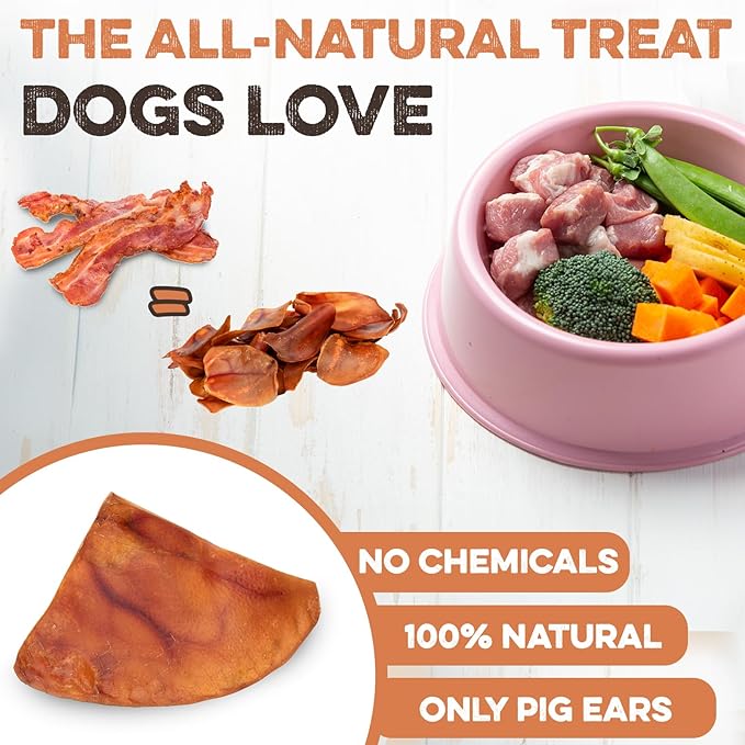 BRUTUS & BARNABY Pig Ear Halves for Dogs, 40 Ct. – All-Natural Single Ingredient Dog Chews, Slow Cooked & Fully Digestible Rawhide Alternative