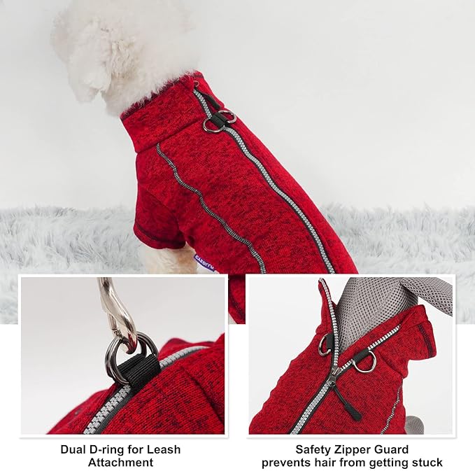 cyeollo Dog Coat Reflective Jacket Zipper up Fleece Lining Dog Clothing Thicker Sweaters Step in Winter Coat for Medium Dogs