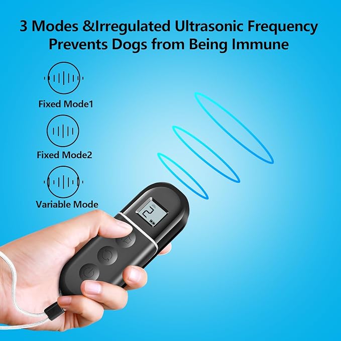 Anti Barking Device,3 in 1 Rechargeable Dog Barking Control Devices,Ultrasonic, LCD Screen Display Dog Bark Deterrent Safe for Human & Dogs up to 16.4 Ft Range Indoor & Outdoor(Black)