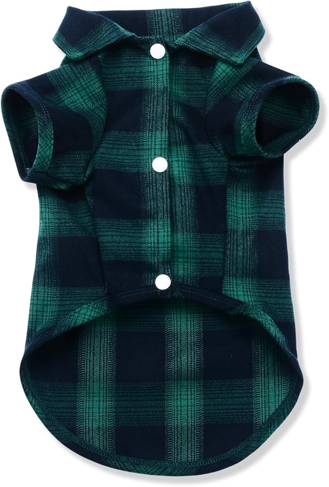 Koneseve Dog Shirt, Pet Plaid Clothes Shirt T-Shirt, Sweater Bottoming Shirt for Small Dog Cat Puppy Grid Adorable Wearing Stylish Cozy Halloween,Christmas Costumes (Green;XL/Extra Large)