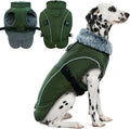 DENTRUN Large Dog Winter Coat - Windproof Reflective Warm Coat, Adjustable Neck & Snap Closure, Water Repellent Thick Fleece Vest, Fleece Lined for for Golden Retriever, Army Green, XL