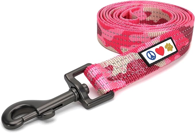Pawtitas 6 FT Comfortable Pet Puppy Leash - Reflective Dog Leash with Heavy Duty Training Handle & Highly Reflective Threads - Available in Small Camo Pink