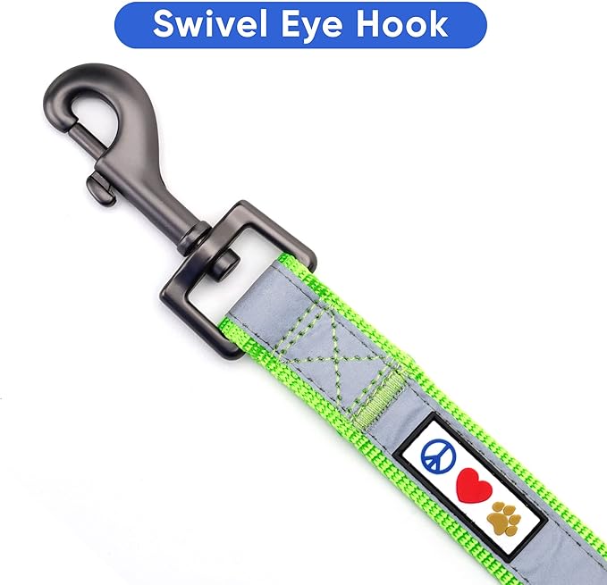 Pawtitas 6 FT Padded Dog Leash with Comfortable Neoprene Padding Handle - Green Lead | Small Reflective Dog Leash with Highly Reflective Band Perfect for Extra Small and Small Dogs and Puppies.