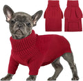 Queenmore Dog Sweater, Puppy Sweater for Small Dogs,Warm Winter Fall Dog Sweaters for Dog Girls Boys, Solid Turtleneck Knit Sweater for Large Medium Dogs,Long Sleeves Christmas Dog Sweater Red,XS