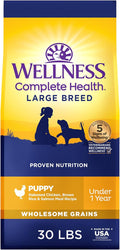 Wellness Natural Pet Food Complete Health Natural Dry Large Breed Puppy Food, Chicken, Salmon & Rice, 30-Pound Bag