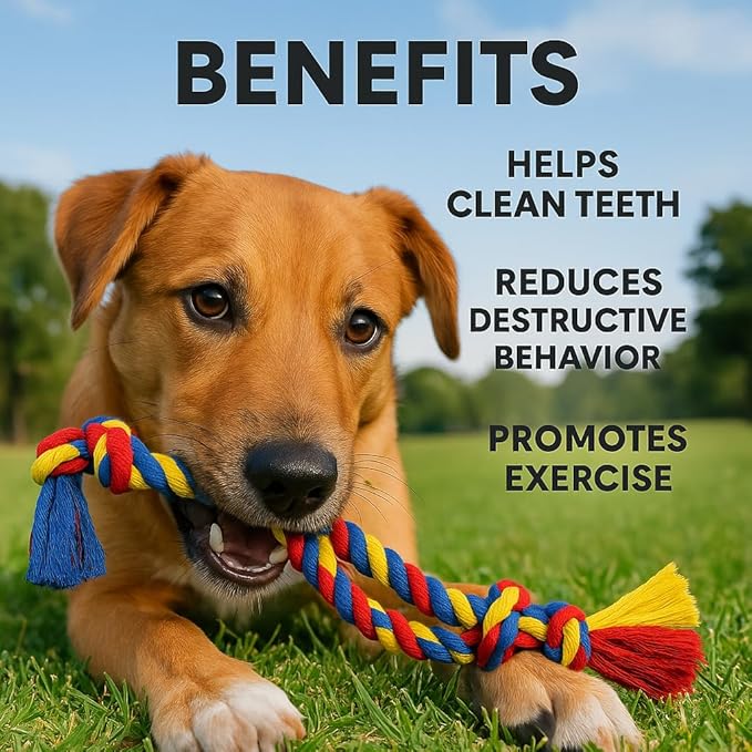Dog Rope Toys Heavy Chew Toys for Medium & Large Breed Dogs – Durable Rope Toy Set for Teething, Chewing, and Interactive Play(Set of 3 Toys)