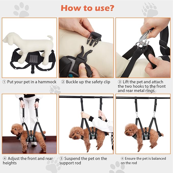 Ownpets Pet Grooming Hammock, Breathable Dog Grooming Hammock with Carabiners, Pet Grooming Harness Sling for Grooming, Hair Nail Trimming Cutting & More (XS)