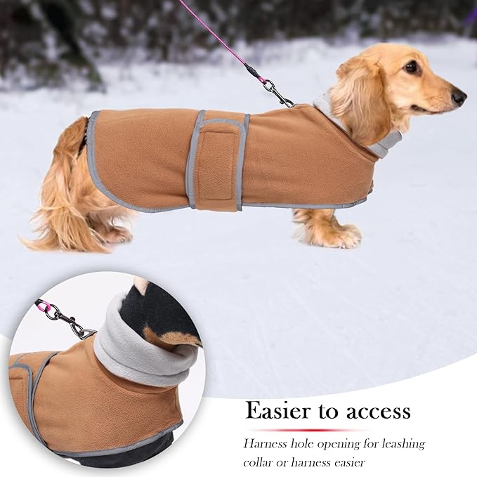 Geyecete Dachshund Sweaters for Dogs Jacket,Dachshund Coat Perfect Dog Winter Coat with Padded Fleece Lining,high Collar,Dog Snowsuit-Brown-S