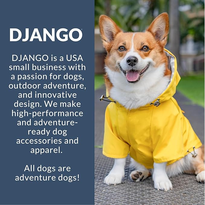 DJANGO Highland Dog Jacket & Raincoat – Water-Repellent, Lined Dog Coat with Hood, Adjustable Fit & Harness Hole – Lightweight Rain & Wind Jacket for Small & Medium Dogs up to 30 lbs (Red, Large)