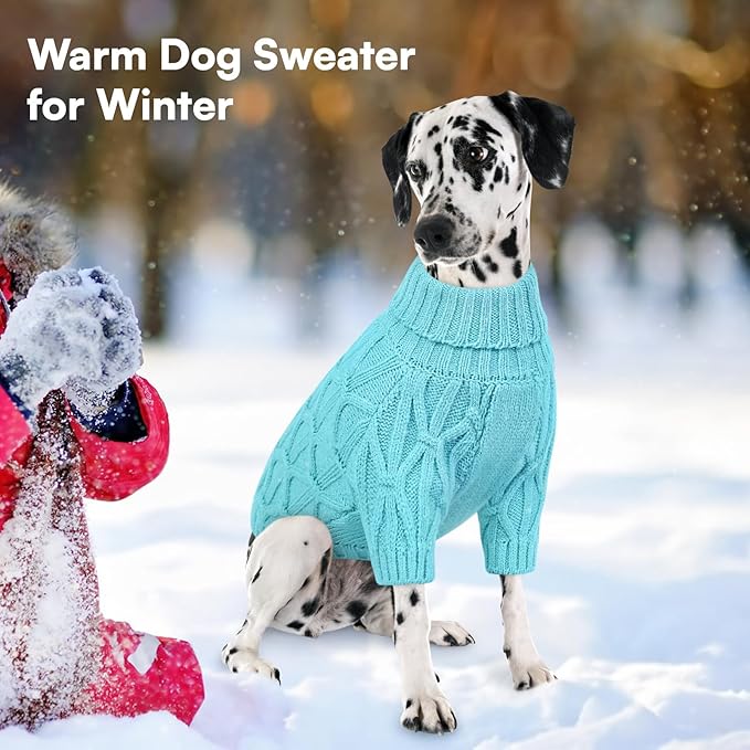 Queenmore Small Dog Sweater,Warm Pullover Dog Sweaters for Small Dogs Boys Girls,Soft Winter Doggie Sweaters,Thick Warm Dogs Clothes for Chihuahua,Dachshund,Yorkie(Lake Blue,S)