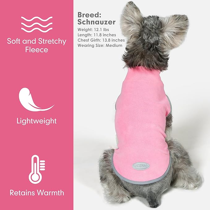 cyeollo 2 Pack Fleece Dog Sweater Vest Dog Sweatshirt Reflective Lightweight Pet Clothes for Small Dogs Girl Pet Apparel Pink, Fuschia, XL