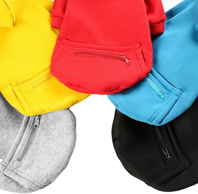 Jecikelon Winter Dog Hoodie Sweatshirts with Pockets Warm Clothes for Small Dogs Chihuahua Coat Puppy Custume Clothing (X-Small, Y02-Black)
