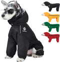 PINA Lightweight Dog Raincoat with Hood, Jacket Poncho - Waterproof Dog Jacket with Leash Hole, Reflective Strap and Pocket for Wet Weather, Full Wrap Design for Full Protection