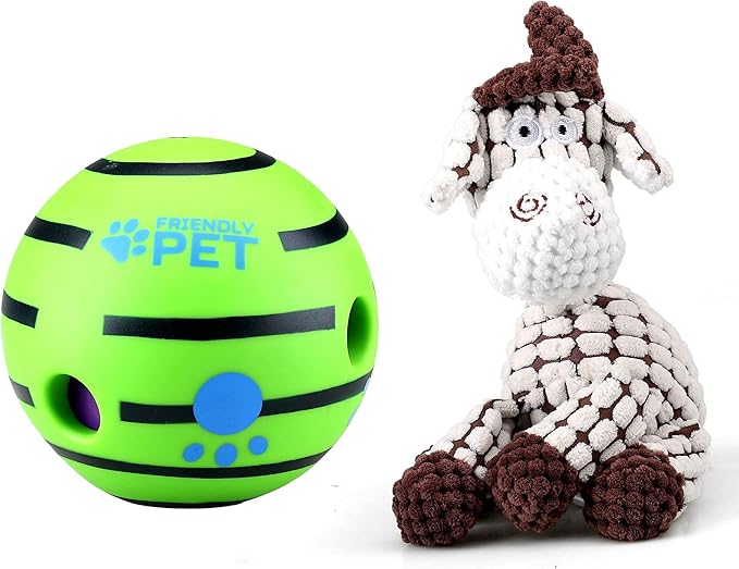Wobble Giggle Ball and Plush Squeaky Toy Combo (Donkey) (Combo, Goat)