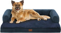 Orthopedic Dog Beds for Large Sized Dogs, Waterproof Egg Crate Foam Large Dog Couch Beds with Comfy Bolster 36x27Inch, Washable Pet Beds with Removable Cover and Nonskid Bottom, Navy Blue