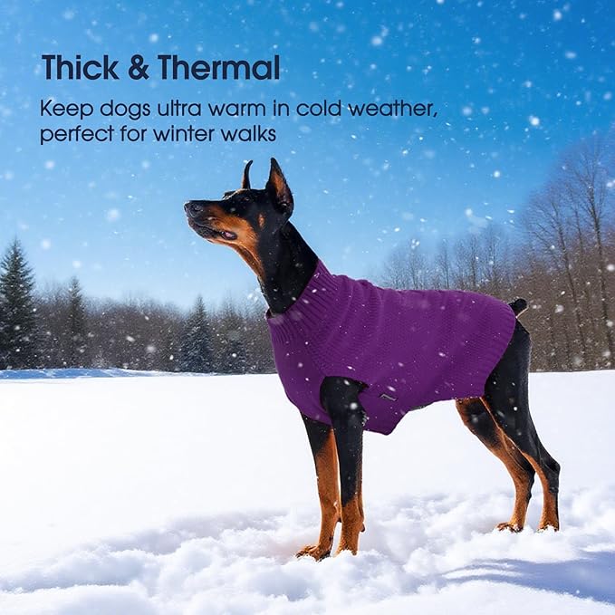 IECOii Great Dane Sweater,5XL Dog Sweater for Extra Large Dogs Breed,XXXXXL Dog Sweaters Christmas Outfit,Thick Warm Dog Winter Sweater for Male Female Dogs,Pullover Big Dog Sweater,Purple-5XL