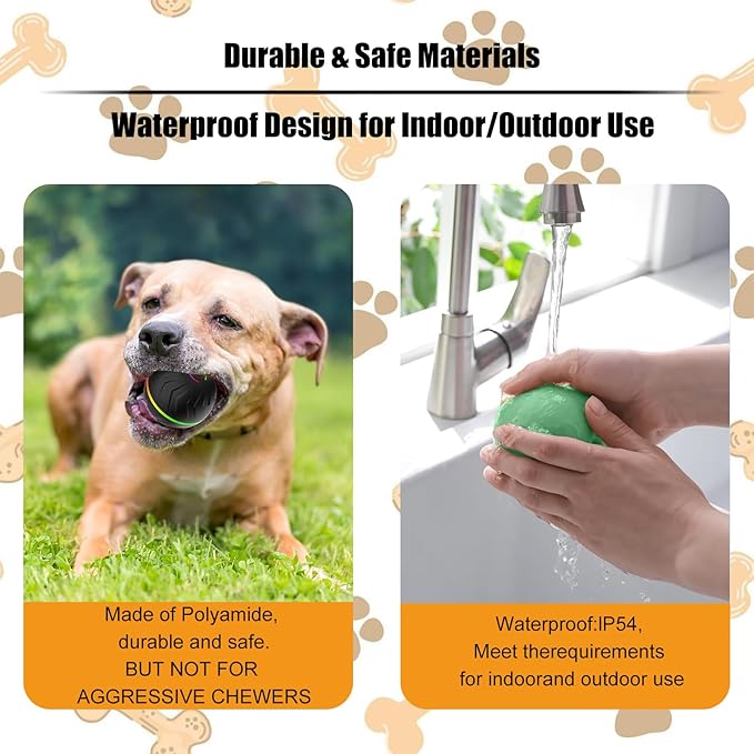 Interactive Dog Toys Dogs Ball,Moving Dog Toy with Touch Activated,Anti Boredom Dog Toys for Small Medium Dogs,Tough Motion Activated Automatic Vibrating Dog Ball,USB Rechargeable(Green)