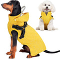 Lukovee Dog Raincoat - Waterproof Rain Jacket with Harness & Removable Hood, Reflective Double Layer Dog Rain Coat Poncho for Small Medium Large Dogs Puppy (XS, Yellow)