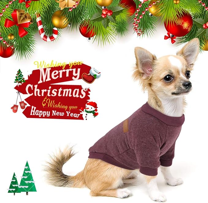Idepet Pet Dog Classic Knitwear Sweater Fleece Dog Coat Soft Thickening Warm Pup Dogs Shirt Winter Pet Dog Cat Clothes Puppy Customes Clothing for Small Dogs (XL, Brown)