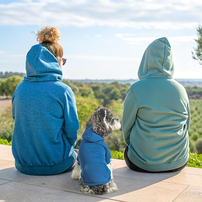 SCENEREAL Dog Hoodie Sweaters for Small Medium Large Size Dogs, Fleece Dog Sweatshirt with Hat and Pocket,Soft Cold Winter All Weather Dog Clothes for S to XL Sized Dogs, Blue S